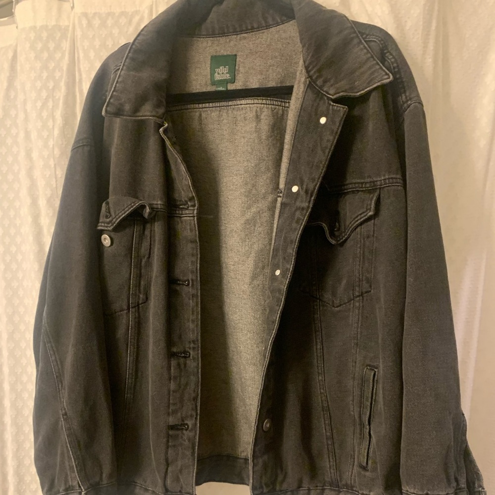 Oversized Faded Black Jean Jacket